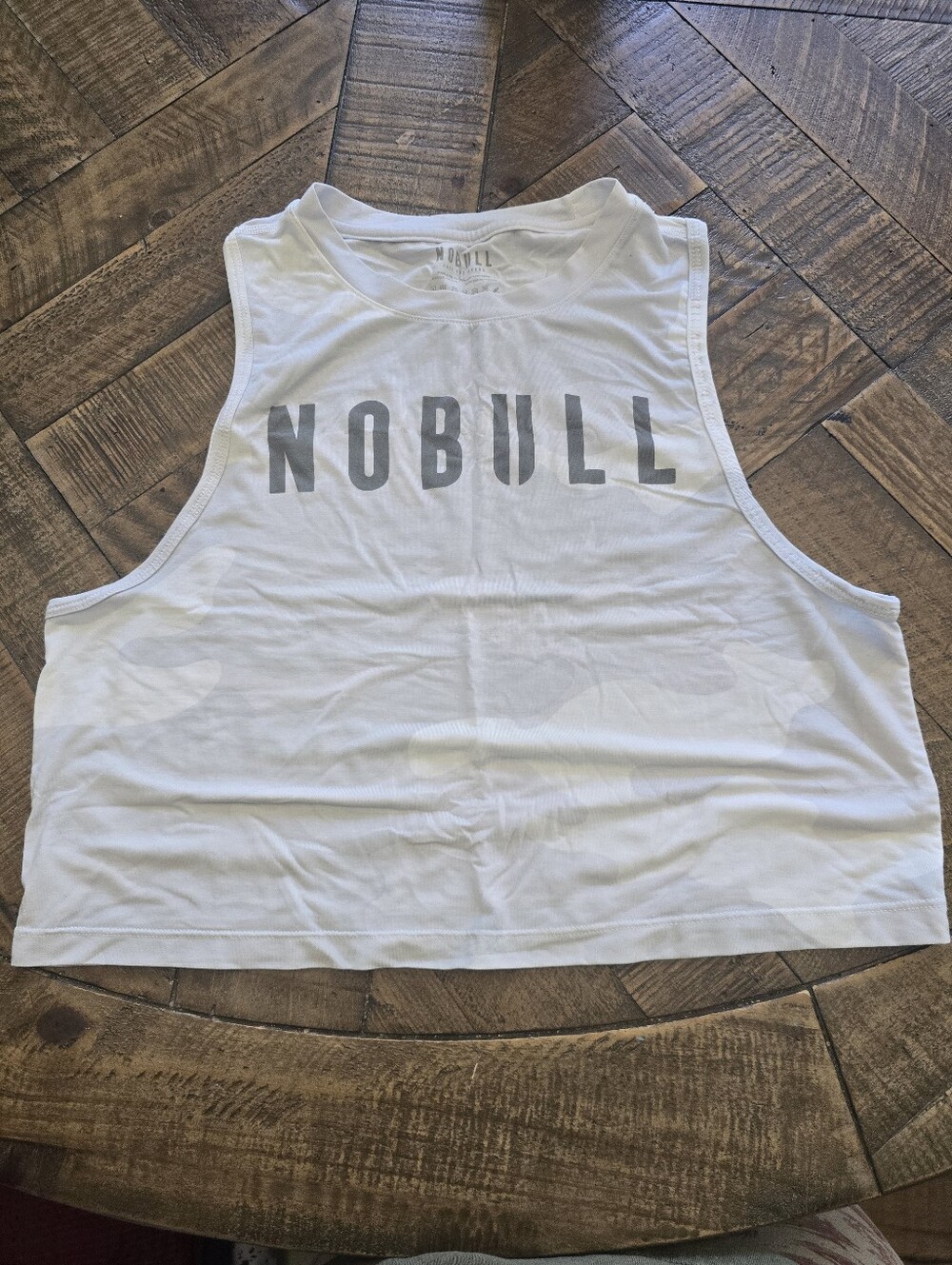 NOBULL White Camo Cropped Muscle Tank